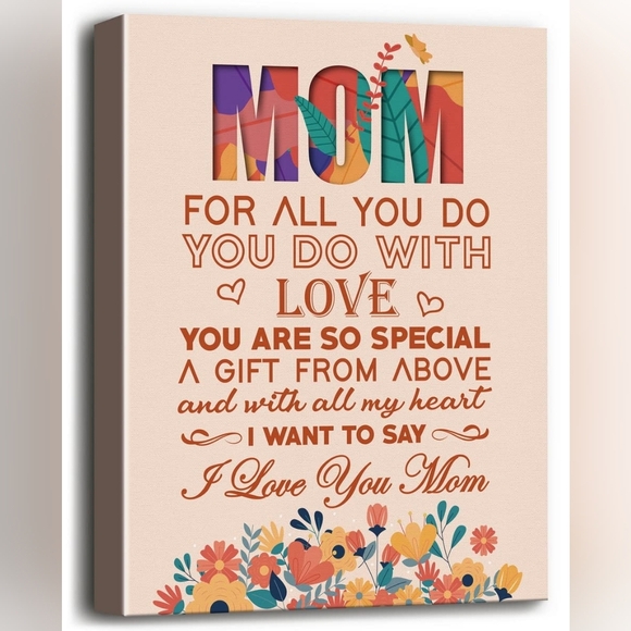 "LOVE YOU MOM" Canvas Wall Art for Mom Gift, NWT, 12x15, Wrapped canvas - Picture 1 of 4